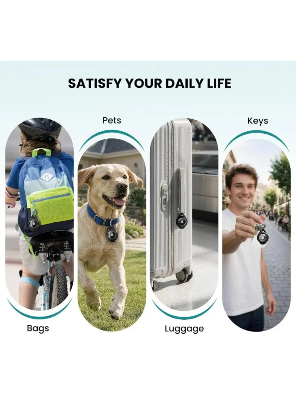 Waterproof Keychain Holder for AirTag - 4 Pack, Durable Black Keyring